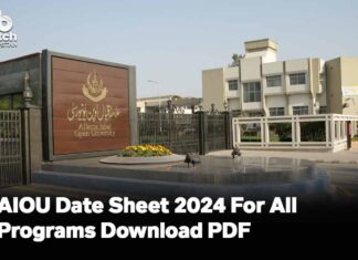 AIOU Date Sheet 2024 For All Programs Download PDF Schedule