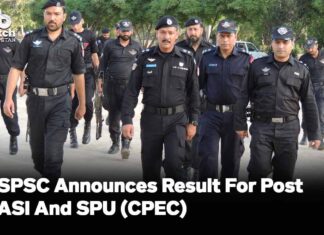 SPSC Announces Result For Post Of ASI And SPU (CPEC)