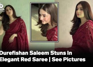 Durefishan Saleem Stuns In Elegant Red Saree | See Pictures